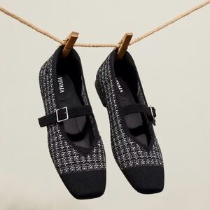 Vivaia Tweed ballet flats with strap. New and never worn but no box.